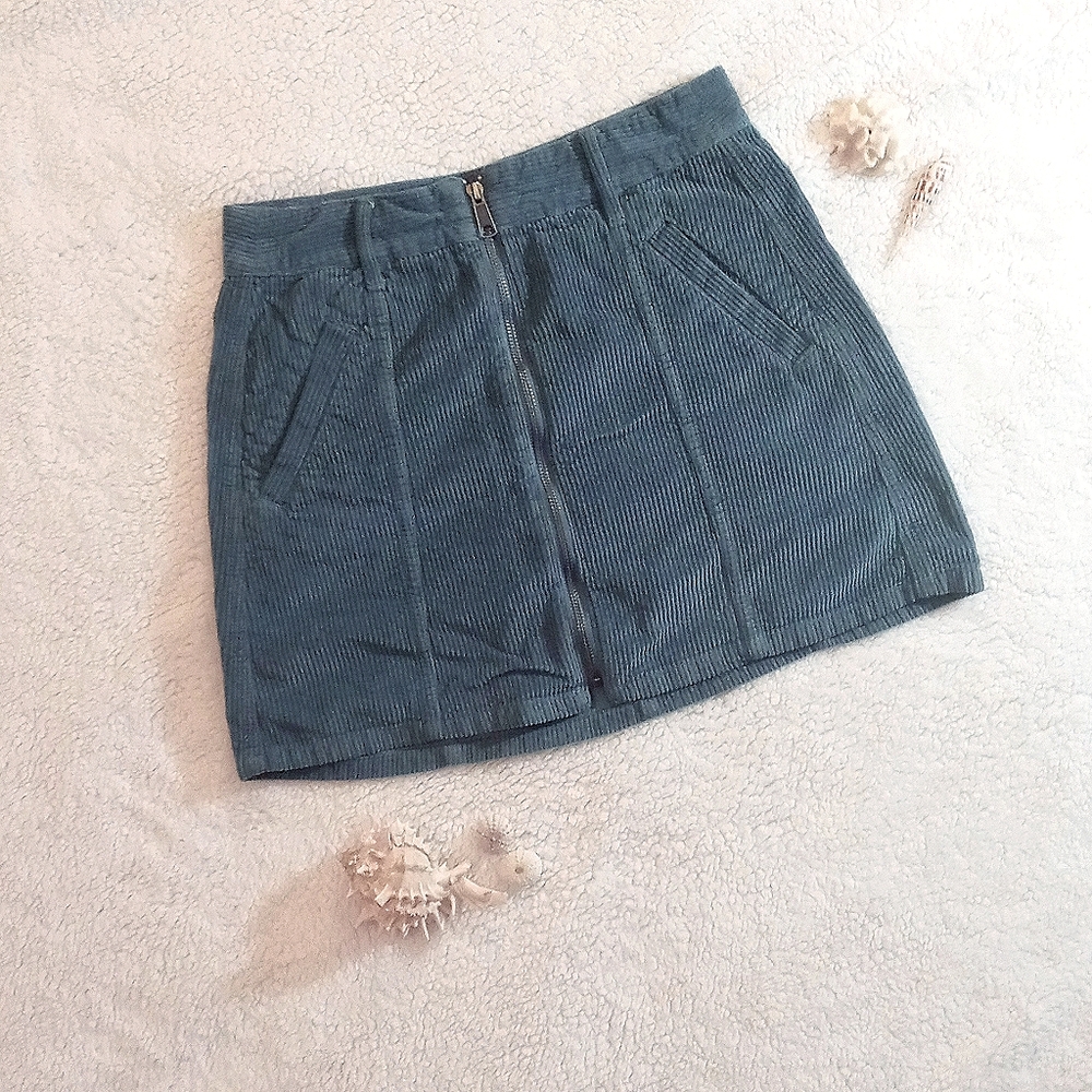 Corduroy Zip Up Skirt